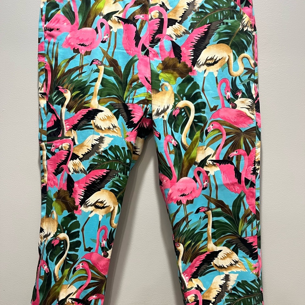 Women's Stretch‎ Loudmouth Golf Flamingo Print Capri Cropped Pants Size 4 - Picture 3 of 14